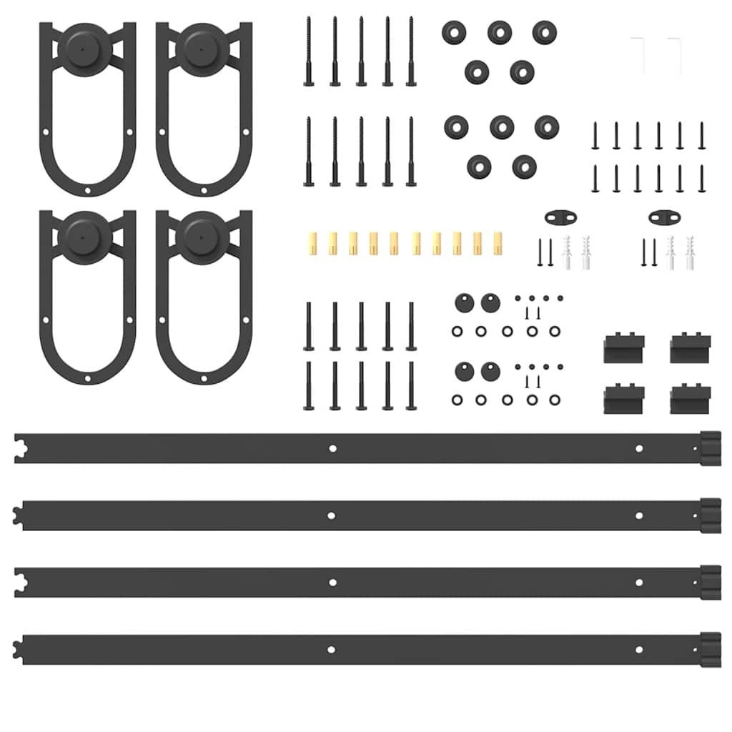 Set Feronerie Pentru Uși Glisante, Negru, 366 Cm, Oțel