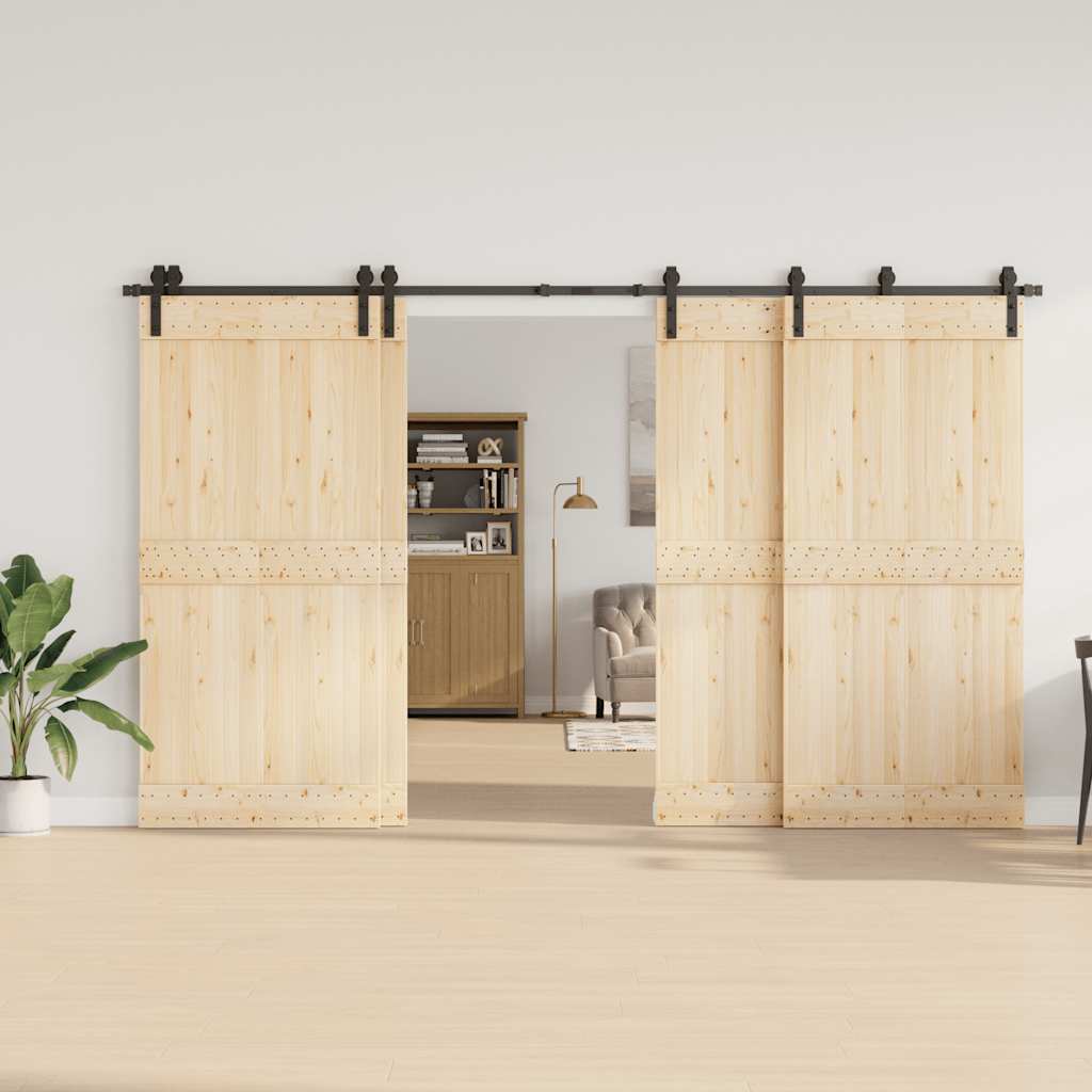 Set Feronerie Pentru Uși Glisante, Negru, 366 Cm, Oțel