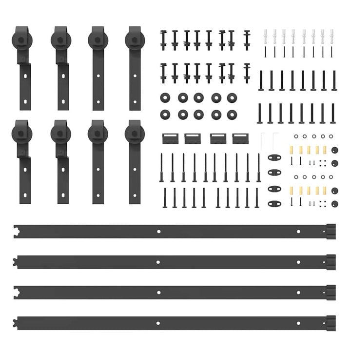 Set Feronerie Pentru Uși Glisante, Negru, 366 Cm, Oțel