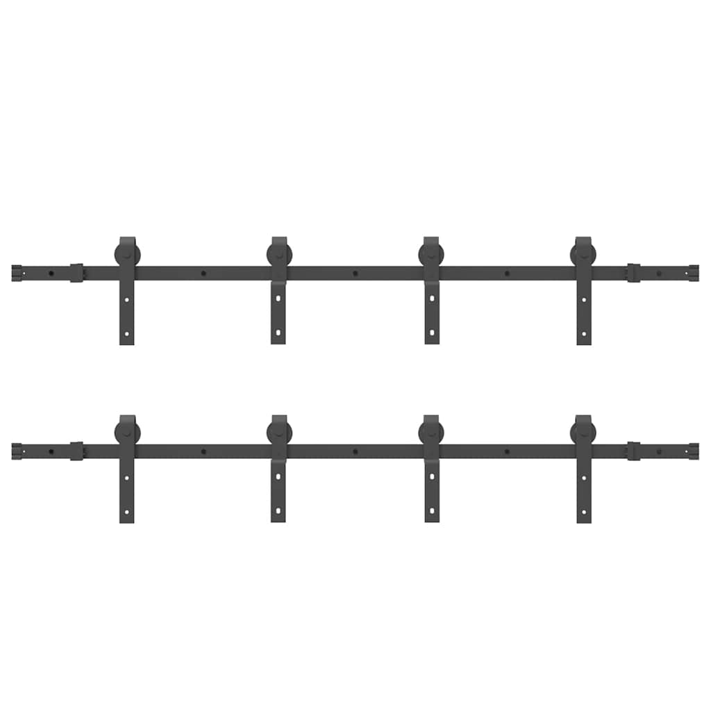 Set Feronerie Pentru Uși Glisante, Negru, 366 Cm, Oțel
