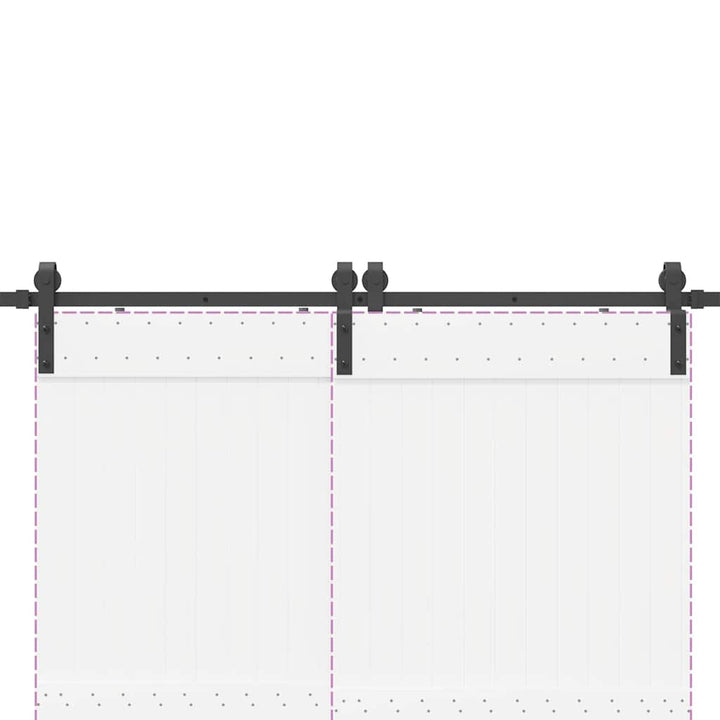 Set Feronerie Pentru Uși Glisante, Negru, 366 Cm, Oțel