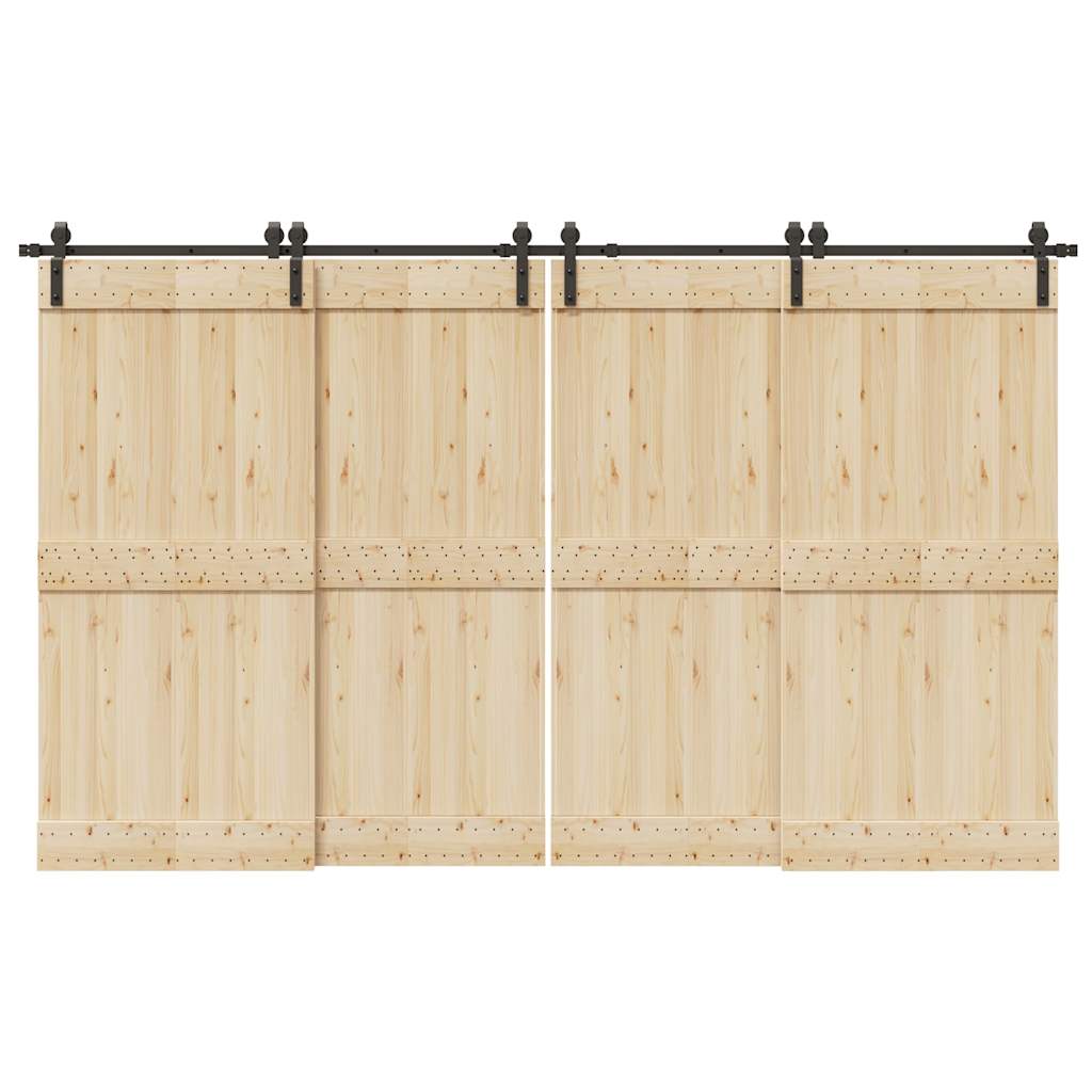 Set Feronerie Pentru Uși Glisante, Negru, 366 Cm, Oțel