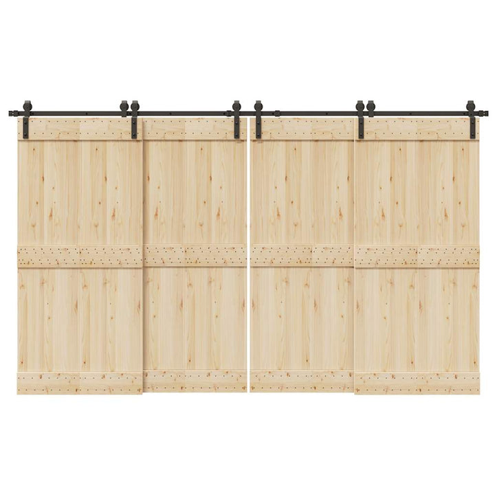 Set Feronerie Pentru Uși Glisante, Negru, 366 Cm, Oțel