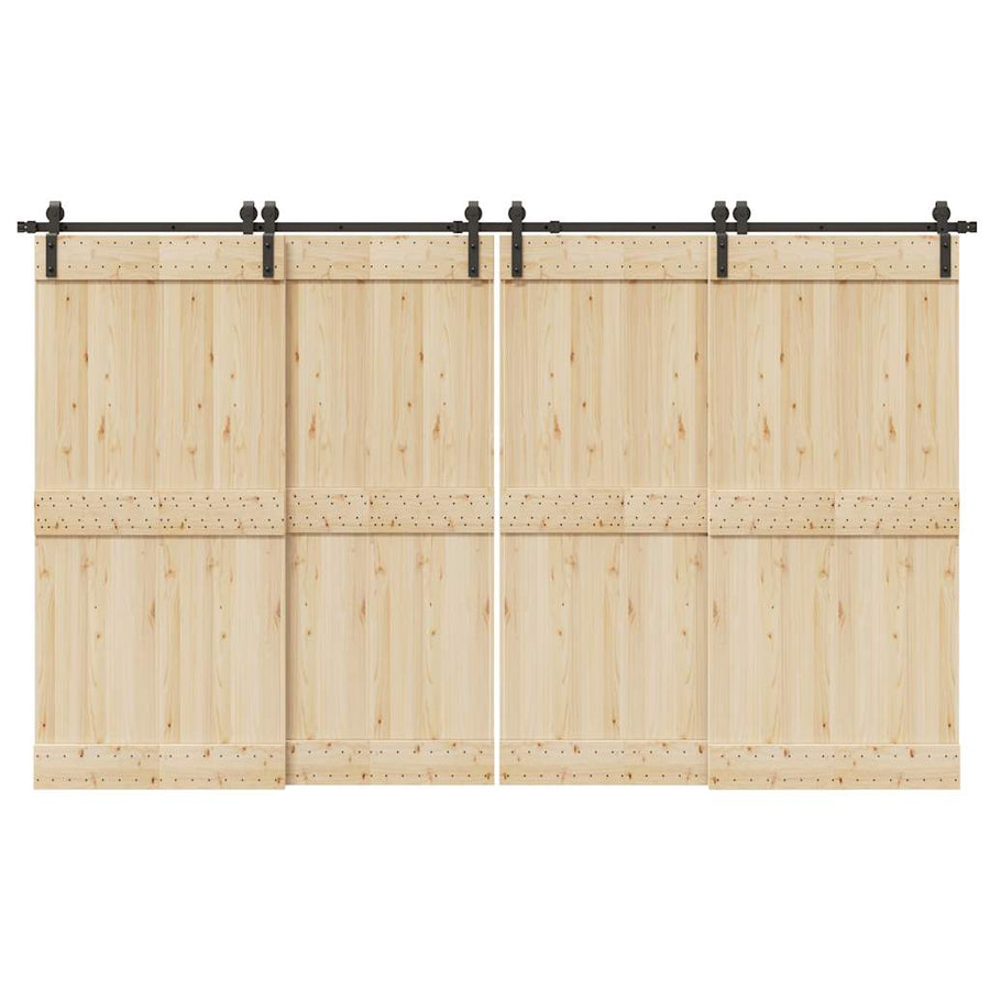 Set Feronerie Pentru Uși Glisante, Negru, 366 Cm, Oțel