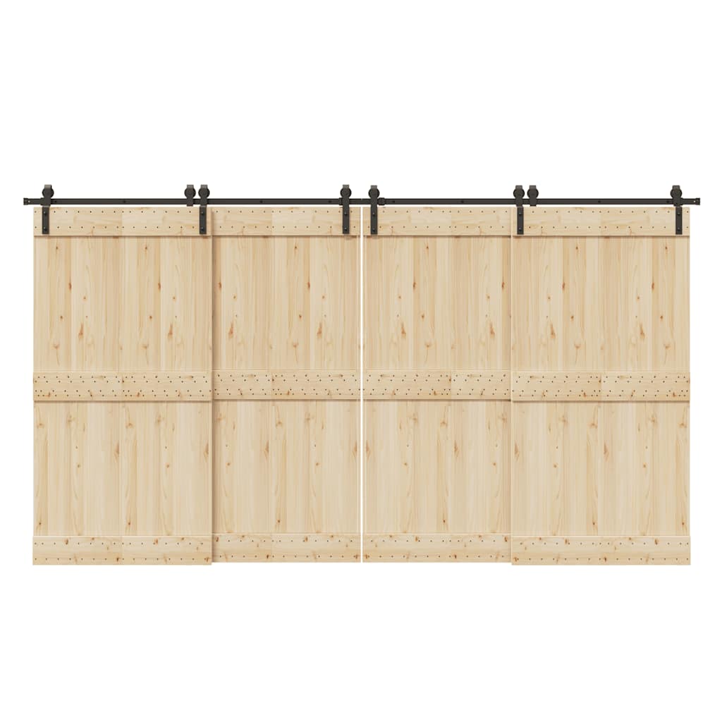 Set Feronerie Pentru Uși Glisante, Negru, 366 Cm, Oțel