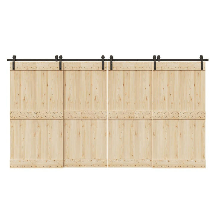 Set Feronerie Pentru Uși Glisante, Negru, 366 Cm, Oțel