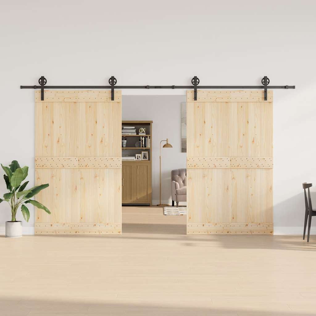 Set Feronerie Pentru Uși Glisante, Negru, 400 Cm, Oțel