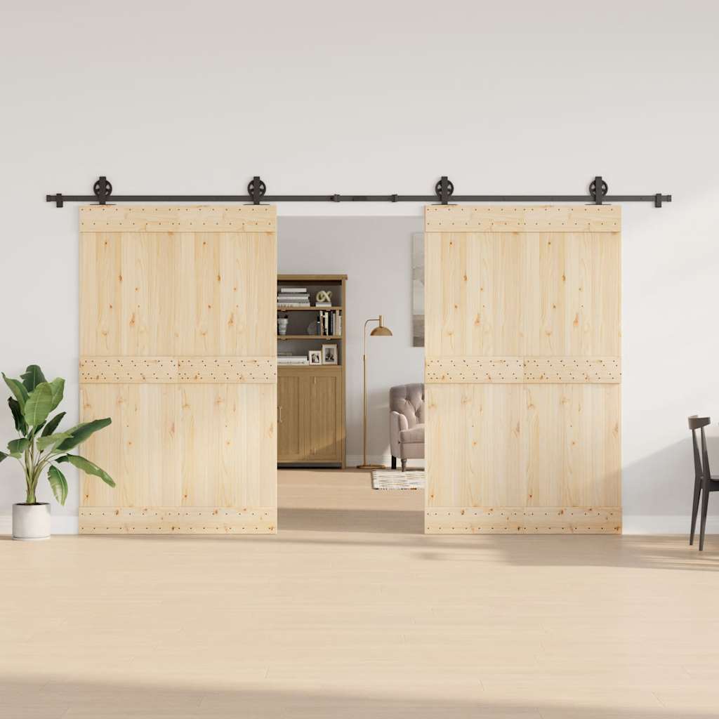 Set Feronerie Pentru Uși Glisante, Negru, 400 Cm, Oțel