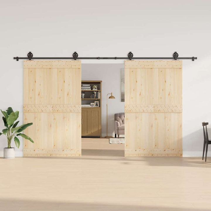 Set Feronerie Pentru Uși Glisante, Negru, 400 Cm, Oțel