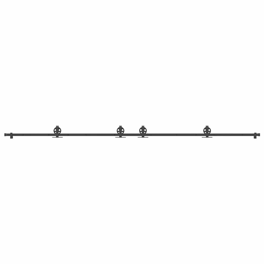 Set Feronerie Pentru Uși Glisante, Negru, 400 Cm, Oțel