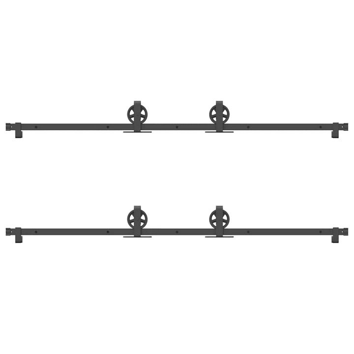 Set Feronerie Pentru Uși Glisante, Negru, 400 Cm, Oțel