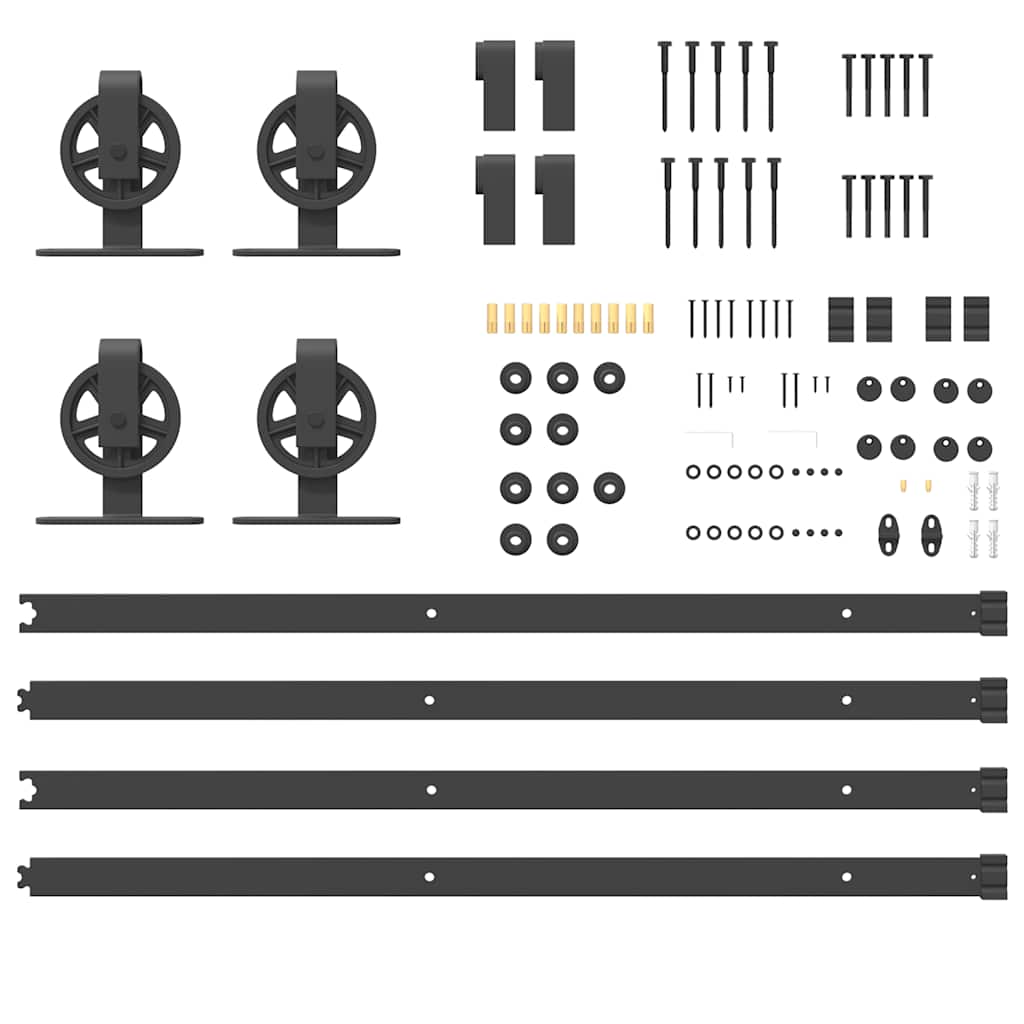 Set Feronerie Pentru Uși Glisante, Negru, 400 Cm, Oțel