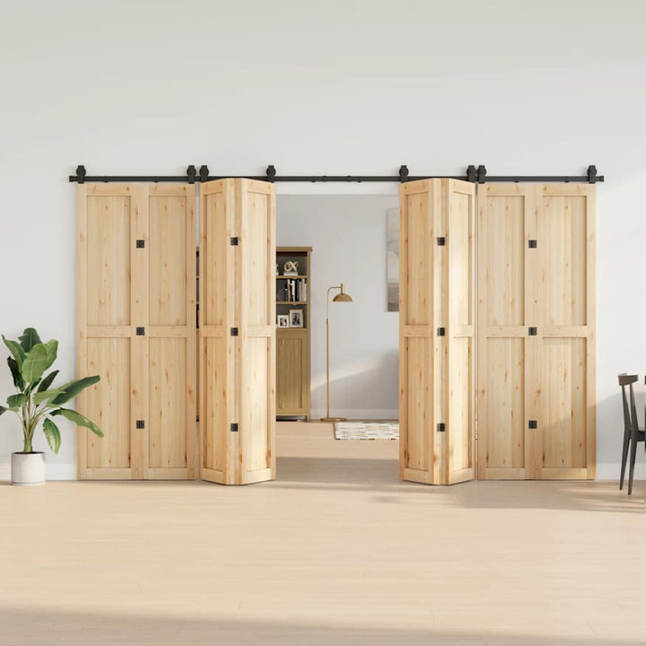 Set Feronerie Pentru Uși Glisante, Negru, 366 Cm, Oțel