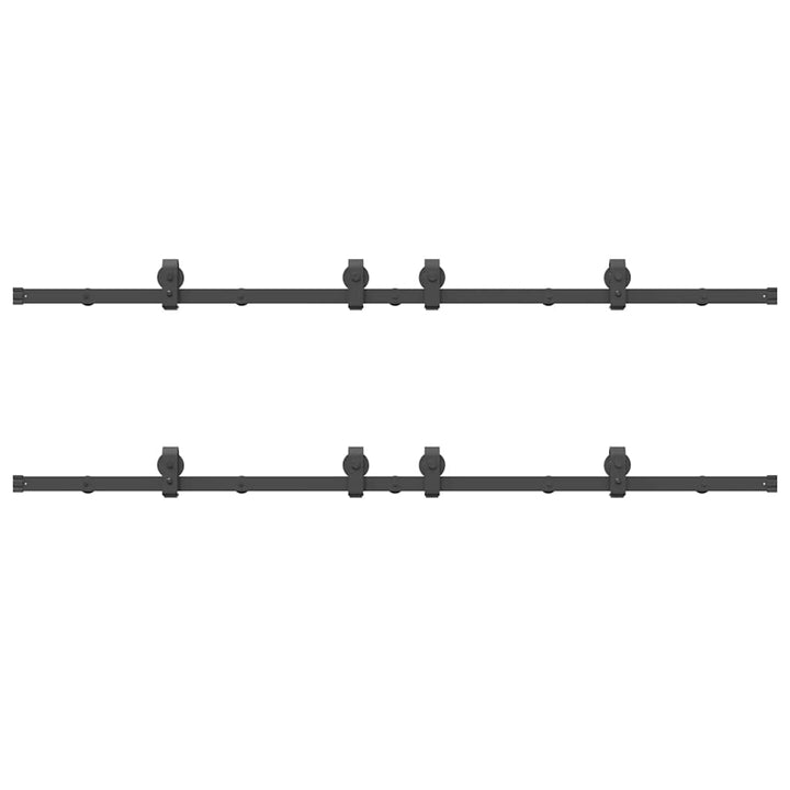 Set Feronerie Pentru Uși Glisante, Negru, 366 Cm, Oțel
