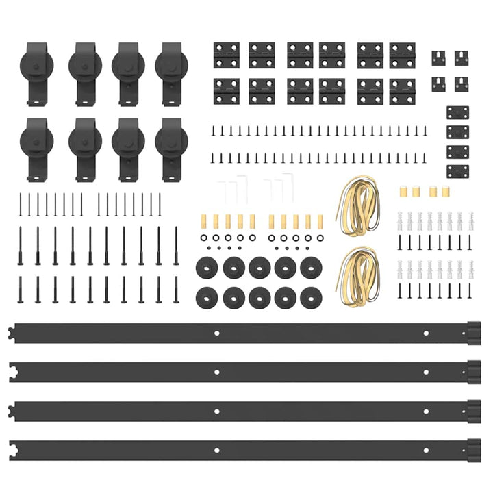 Set Feronerie Pentru Uși Glisante, Negru, 366 Cm, Oțel