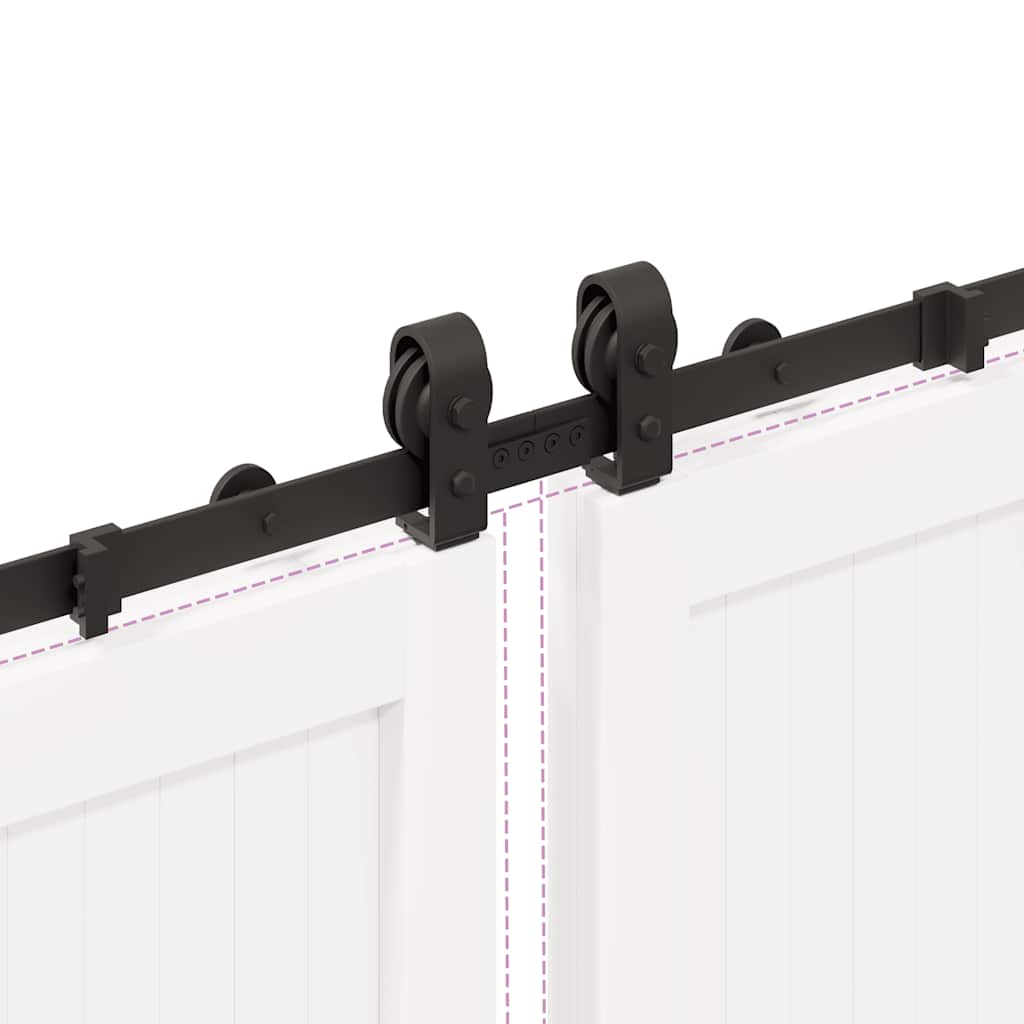 Set Feronerie Pentru Uși Glisante, Negru, 366 Cm, Oțel