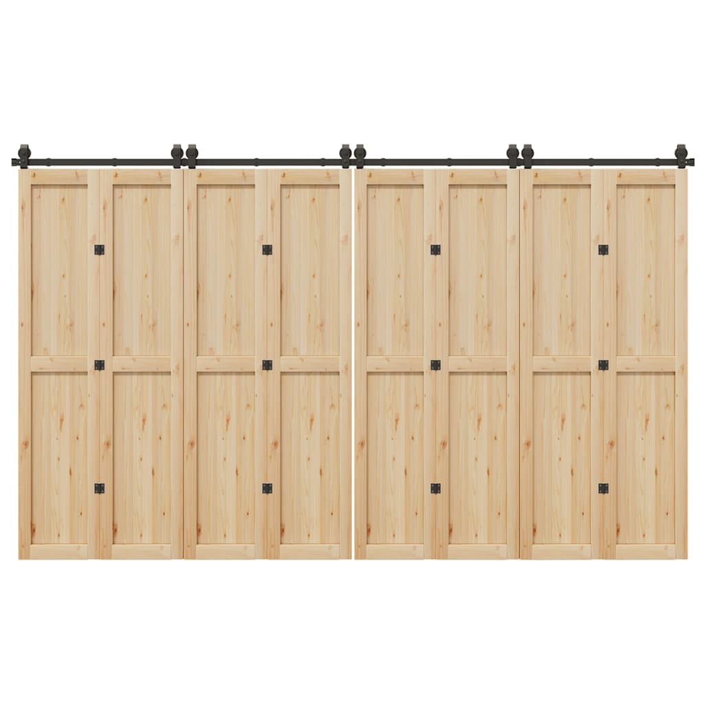 Set Feronerie Pentru Uși Glisante, Negru, 366 Cm, Oțel