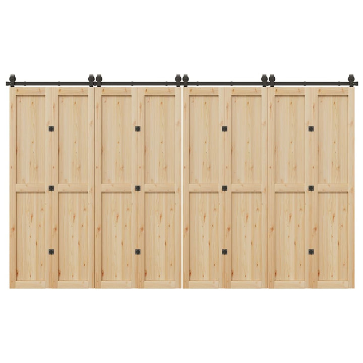 Set Feronerie Pentru Uși Glisante, Negru, 366 Cm, Oțel