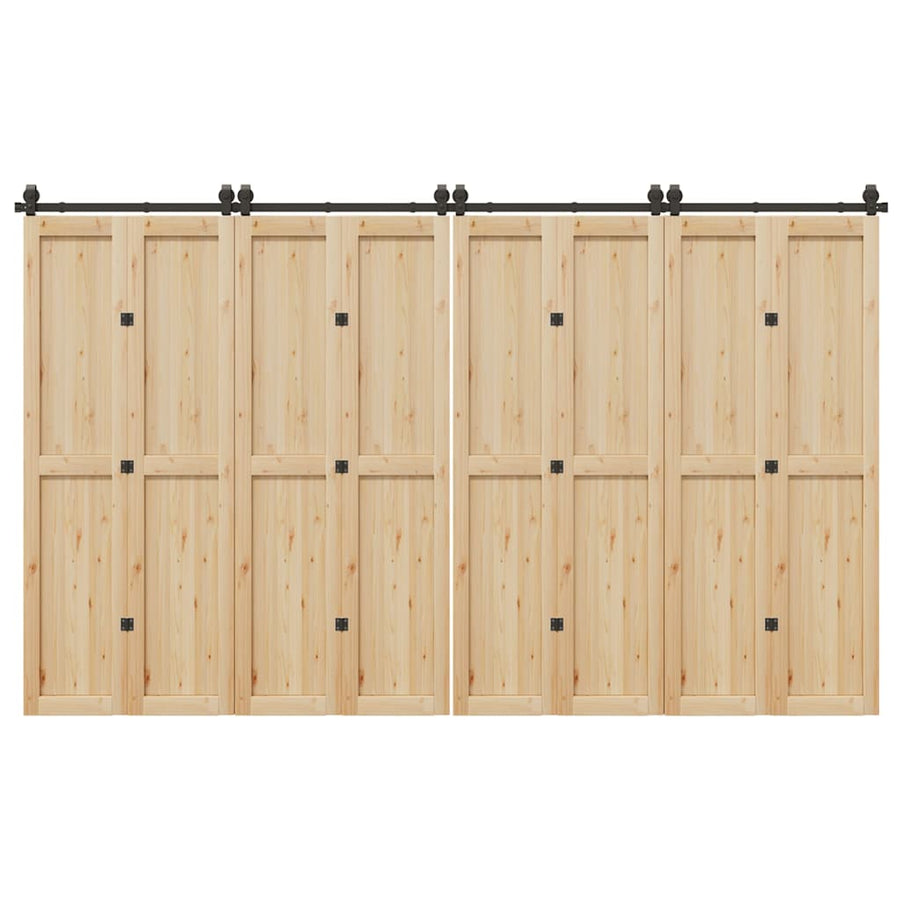 Set Feronerie Pentru Uși Glisante, Negru, 366 Cm, Oțel