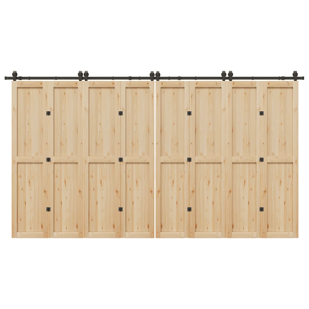 Set Feronerie Pentru Uși Glisante, Negru, 366 Cm, Oțel