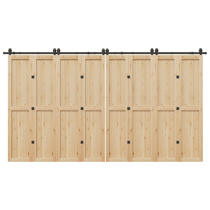 Set Feronerie Pentru Uși Glisante, Negru, 366 Cm, Oțel