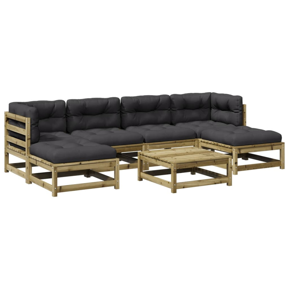Set Canapele Grădină Cu Perne, 7 Piese, Lemn De Pin Tratat