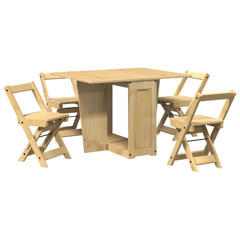 Set Mobilier Tip Fluture Corona, Pliabil 5 Piese Maro Lemn Pin