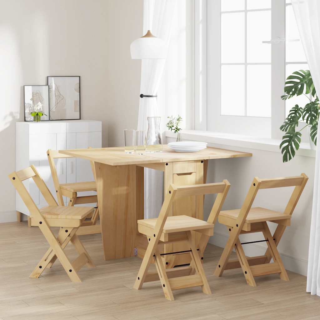 Set Mobilier Tip Fluture Corona, Pliabil 5 Piese Maro Lemn Pin