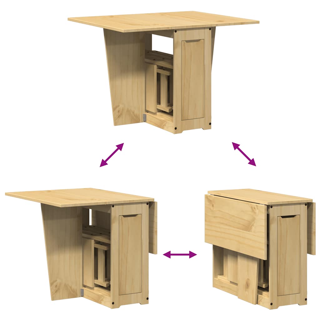 Set Mobilier Tip Fluture Corona, Pliabil 5 Piese Maro Lemn Pin