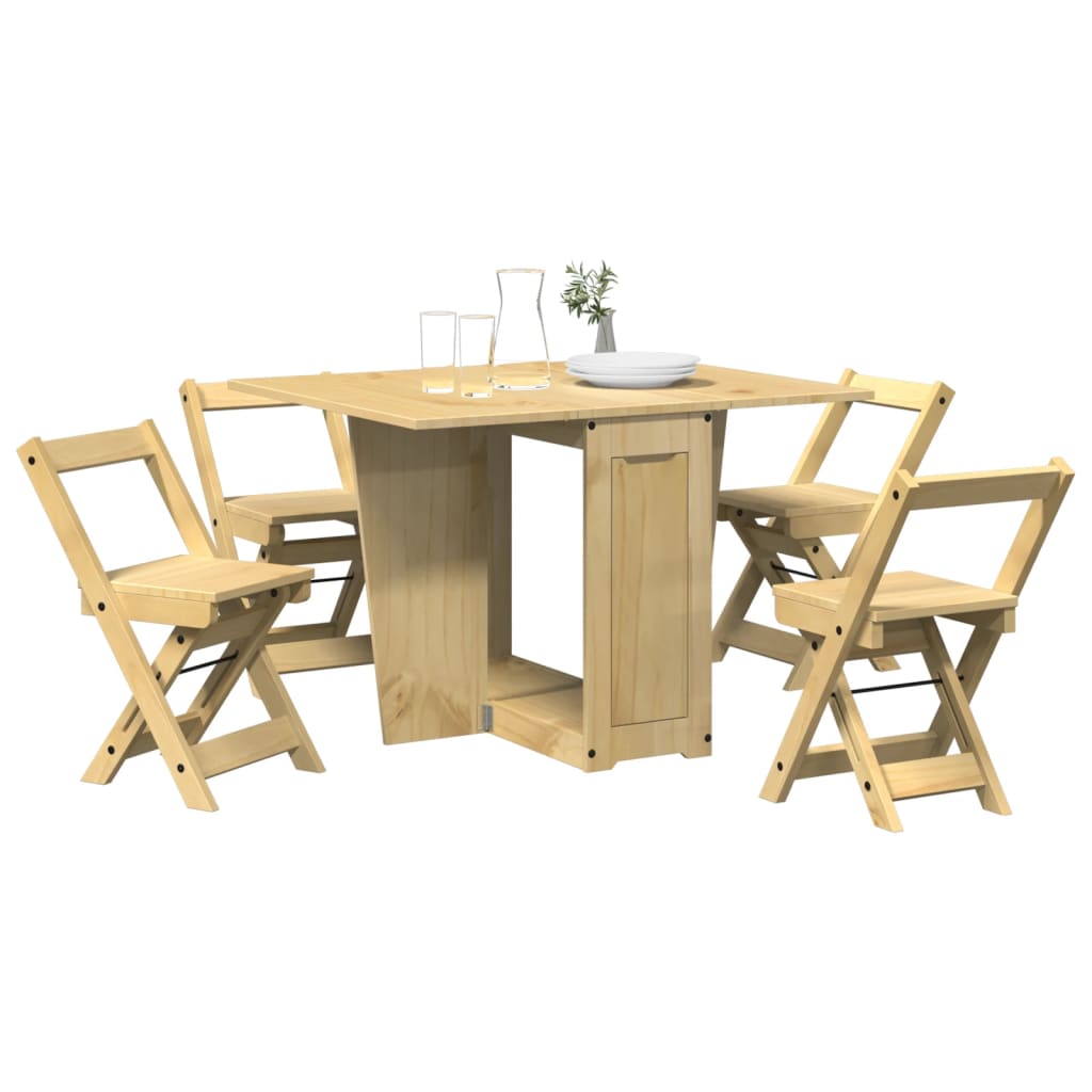 Set Mobilier Tip Fluture Corona, Pliabil 5 Piese Maro Lemn Pin