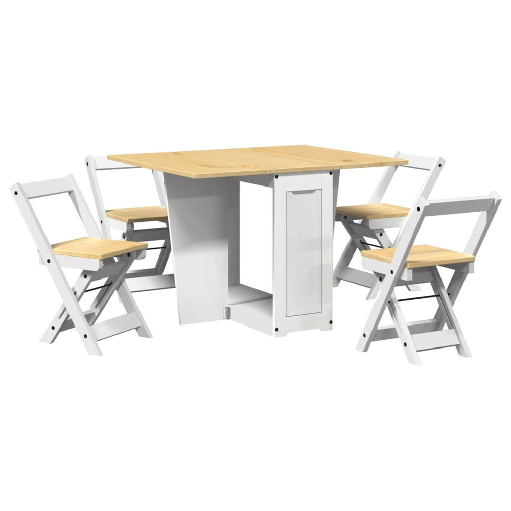 Set Mobilier Tip Fluture Corona, Pliabil 5 Piese Lemn Pin