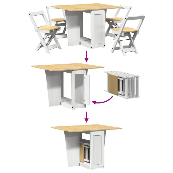 Set Mobilier Tip Fluture Corona, Pliabil 5 Piese Lemn Pin