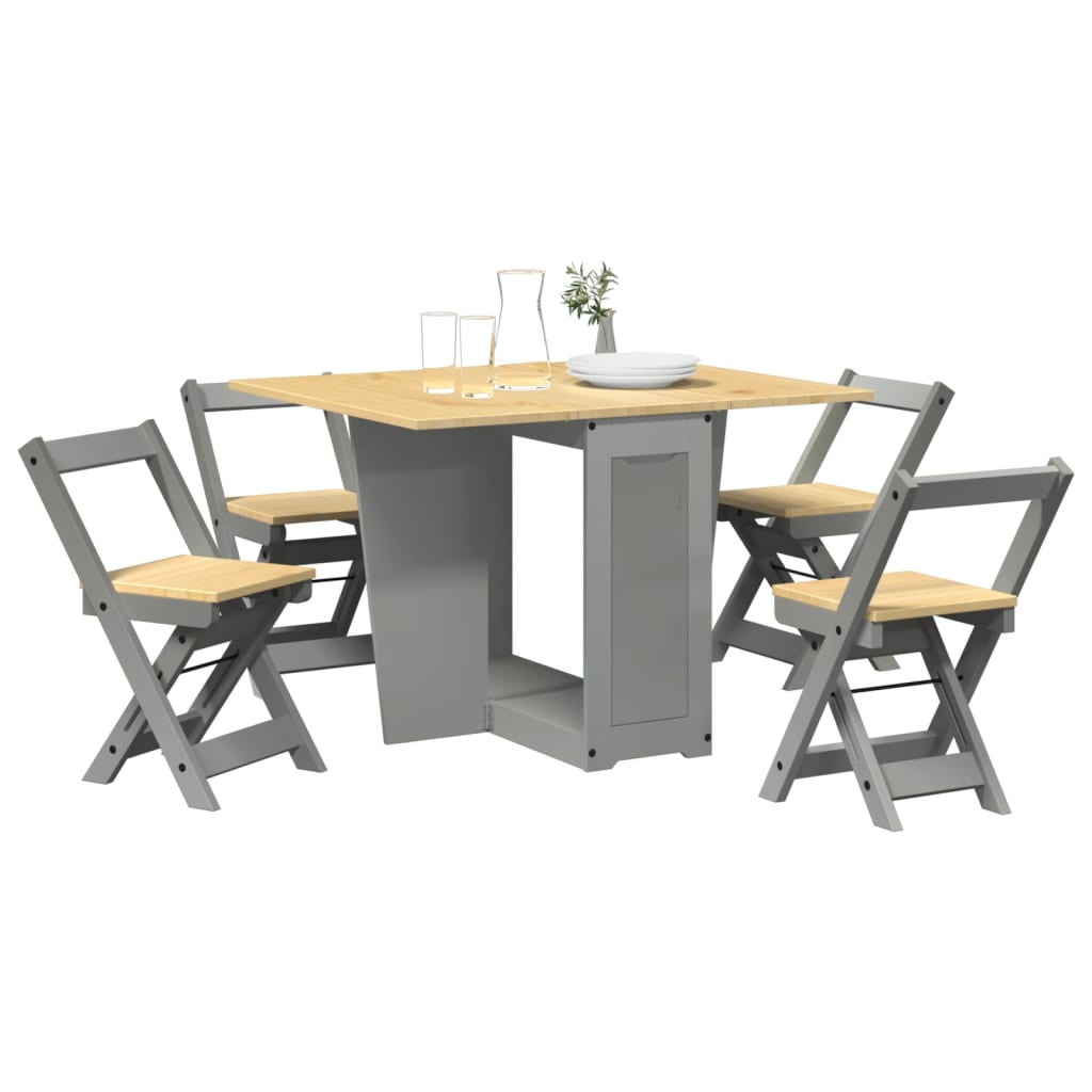 Set Mobilier Tip Fluture Corona, Pliabil 5 Piese Maro Lemn Pin