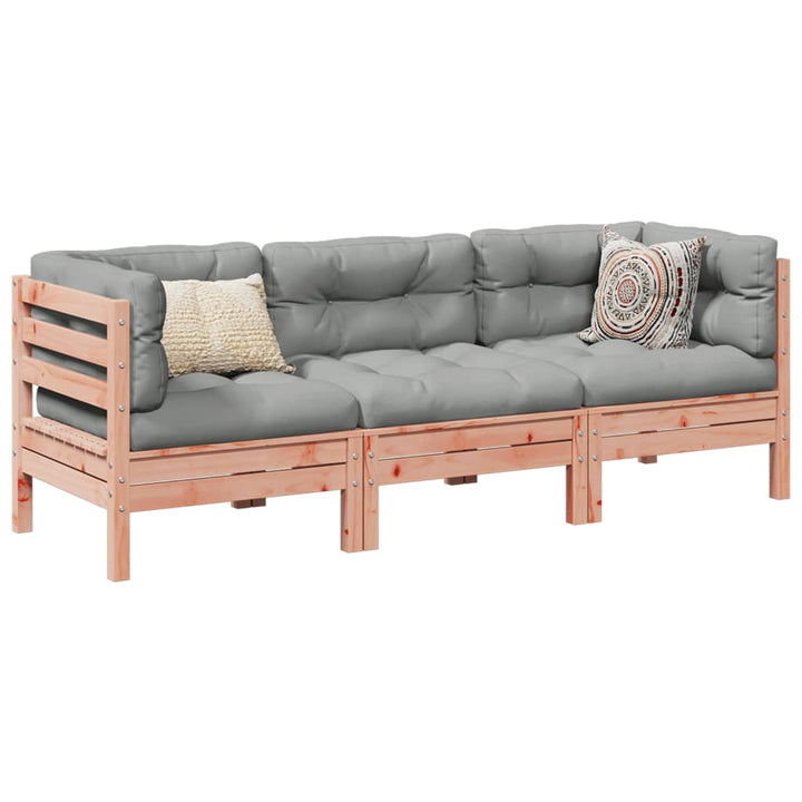 Set Mobilier De Grădină Cu Perne, 3 Piese, Lemn Masiv De Pin