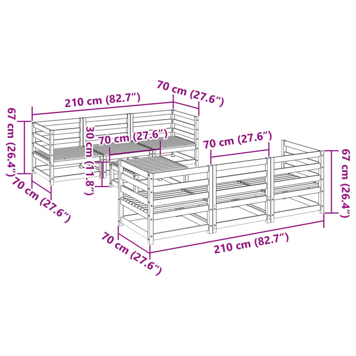 Set Canapea De Grădină, 7 Piese, Lemn De Pin Tratat