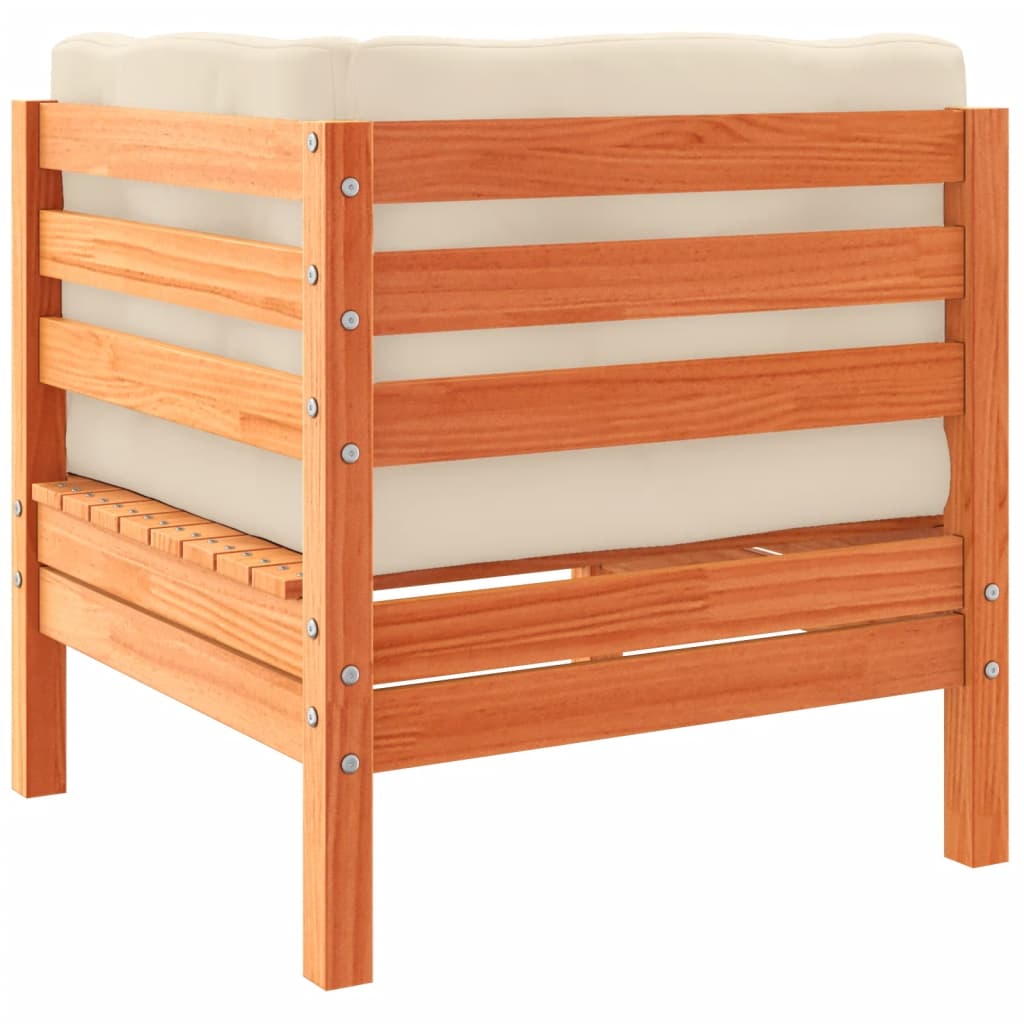 Set Canapele Grădină Cu Perne, 7 Piese, Maro, Lemn Masiv De Pin