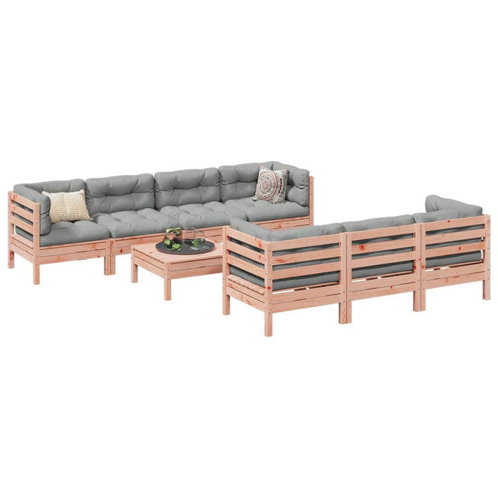 Set Canapele Grădină Cu Perne, 8 Piese, Maro, Lemn Masiv De Pin