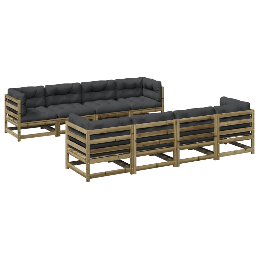Vixl Set Canapea De Grădină Cu Perne, 9 Piese, Lemn De Pin Tratat