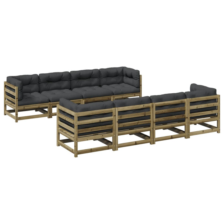 Vixl Set Canapea De Grădină Cu Perne, 9 Piese, Lemn De Pin Tratat