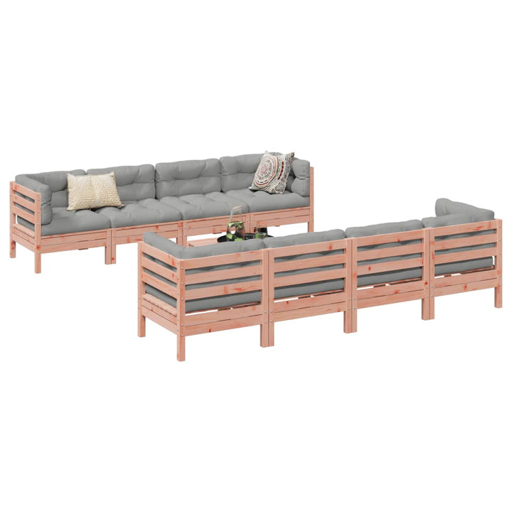 Set Mobilier De Grădină Cu Perne, 9 Piese, Lemn Masiv De Pin