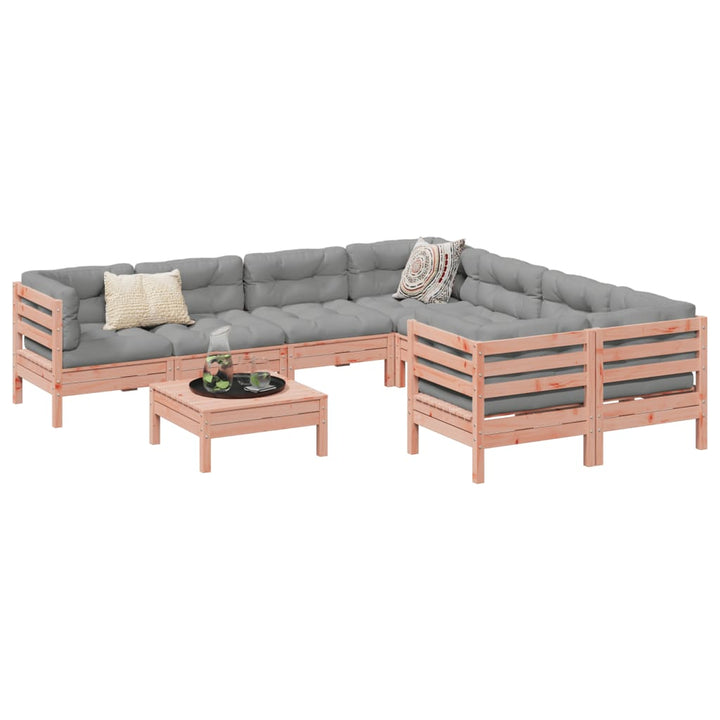 Set Mobilier De Grădină Cu Perne, 9 Piese, Lemn Masiv De Pin