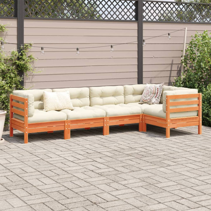 Set Mobilier De Grădină Cu Perne, 5 Piese, Lemn Masiv De Pin