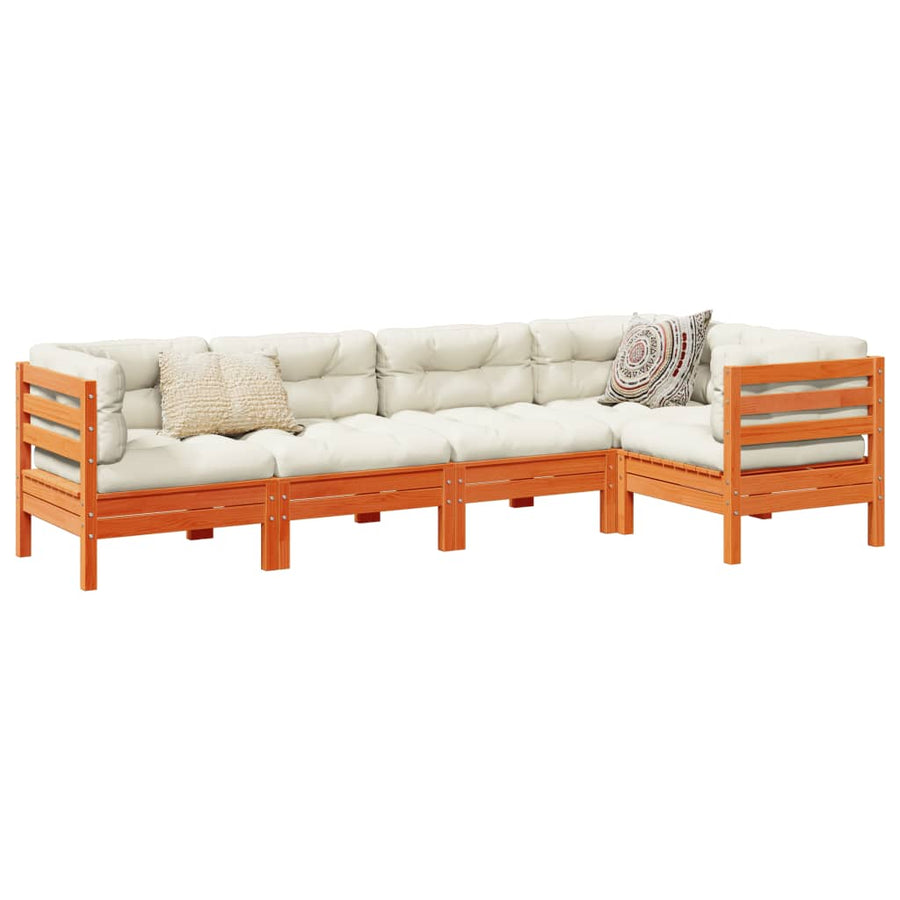 Set Mobilier De Grădină Cu Perne, 5 Piese, Lemn Masiv De Pin