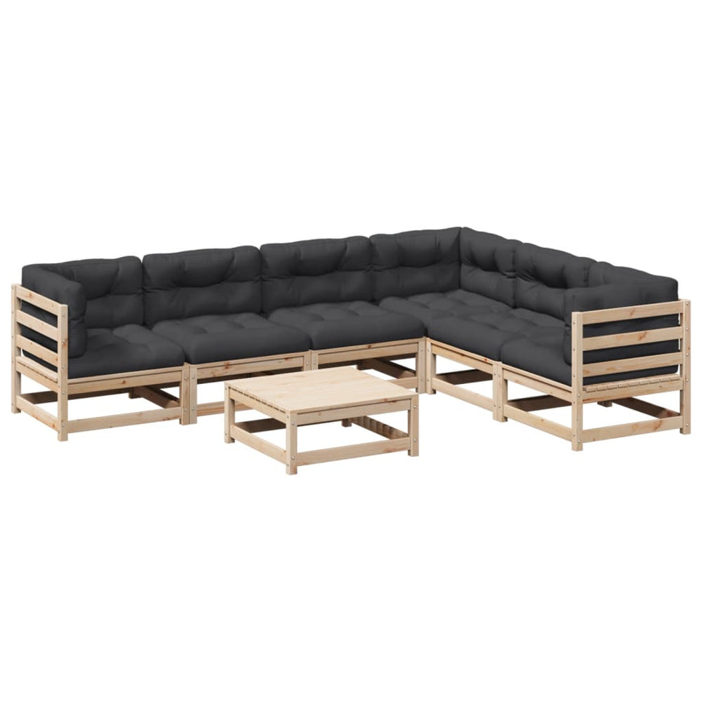 Set Canapele Grădină Cu Perne, 7 Piese, Lemn Masiv De Pin