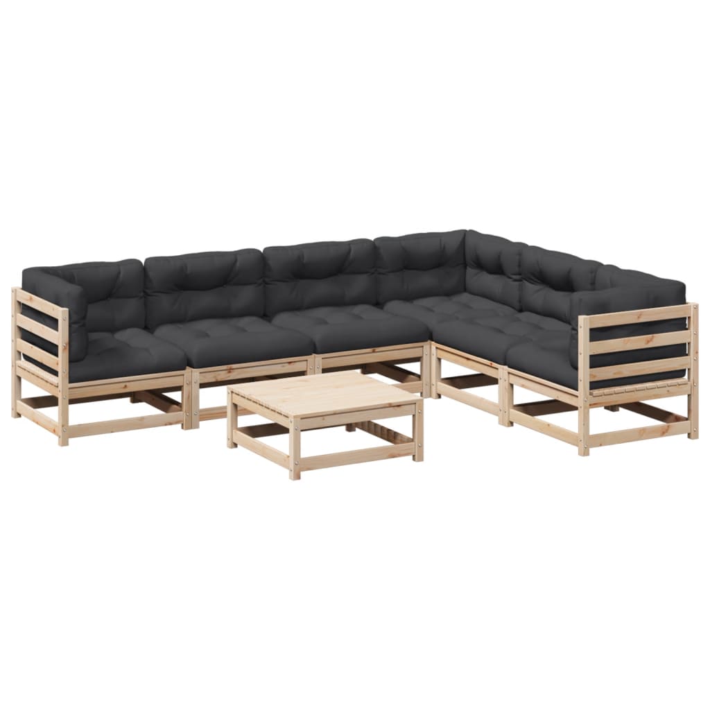 Set Canapele Grădină Cu Perne, 7 Piese, Lemn Masiv De Pin