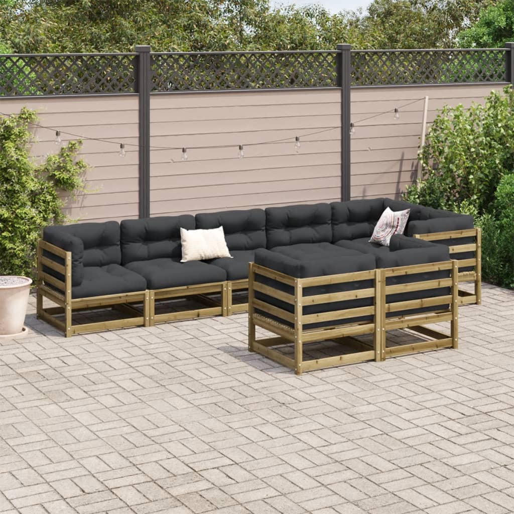 Set Canapea De Grădină, 8 Piese, Lemn De Pin Tratat