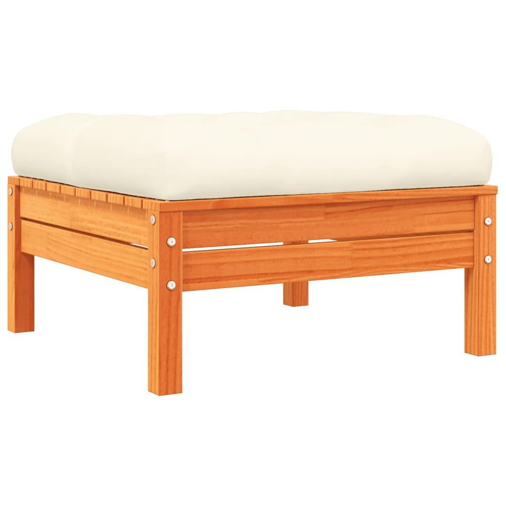 Set Canapele Grădină Cu Perne, 7 Piese, Maro, Lemn Masiv De Pin
