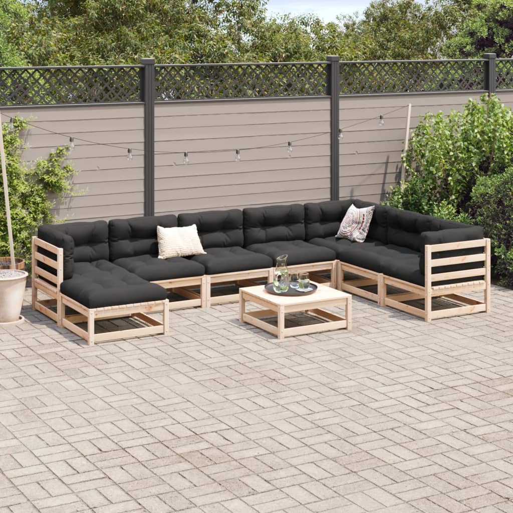 Set Canapea De Grădină, 9 Piese, Lemn Masiv De Pin