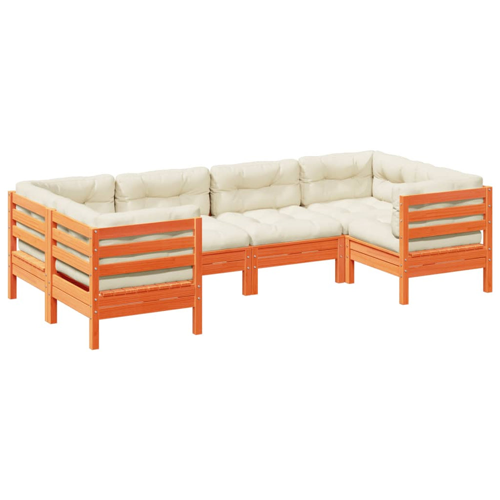 Set Mobilier De Grădină Cu Perne, 6 Piese, Lemn Masiv De Pin