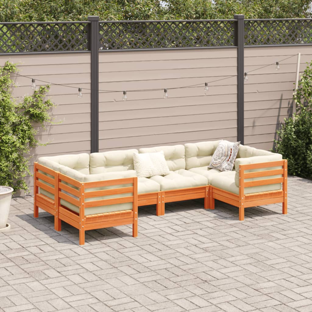 Set Mobilier De Grădină Cu Perne, 6 Piese, Lemn Masiv De Pin